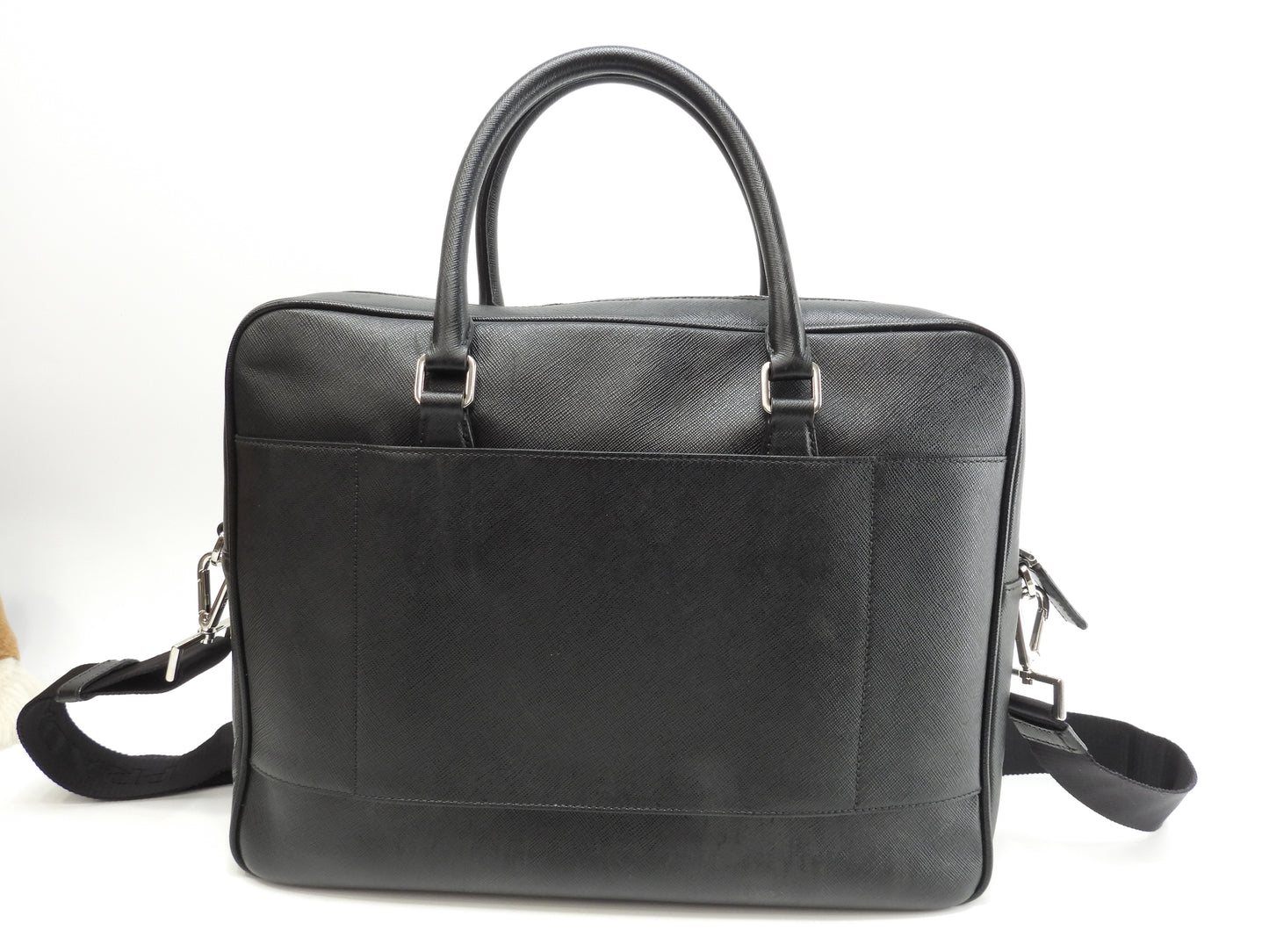 プラダ s付ブリーフケース 三角プレート サフィアーノ黒 書類カバン ドキュメントケース@208