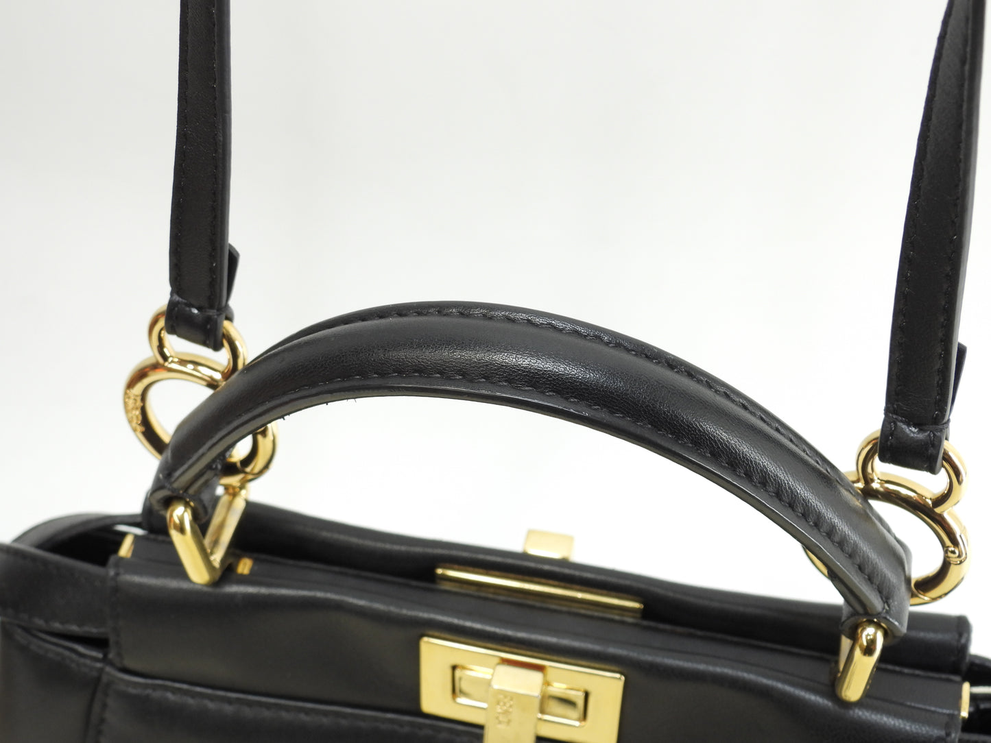 フェンディ ピーカブーミニ スムースレザー 黒 ハンドバッグ ポシェット@ 9