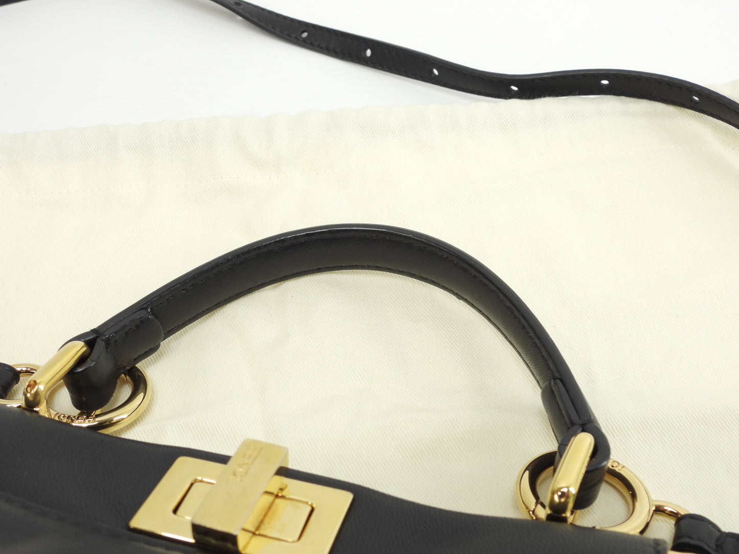 フェンディ ピーカブーミニ スムースレザー 黒 ハンドバッグ ポシェット@ 9