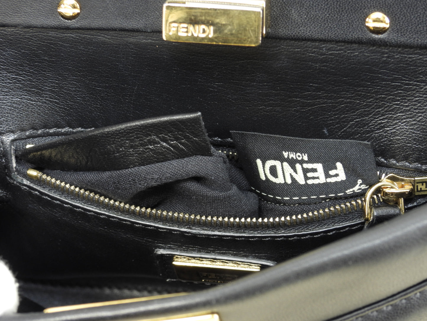 フェンディ ピーカブーミニ スムースレザー 黒 ハンドバッグ ポシェット@ 9