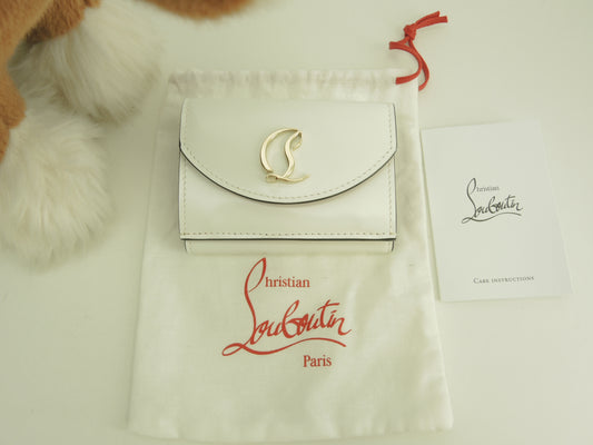 クリスチャンルブタン 3折ミニ財布 Loubi54 パテントレザー白 コンパクトウォレット 未使用@ 2