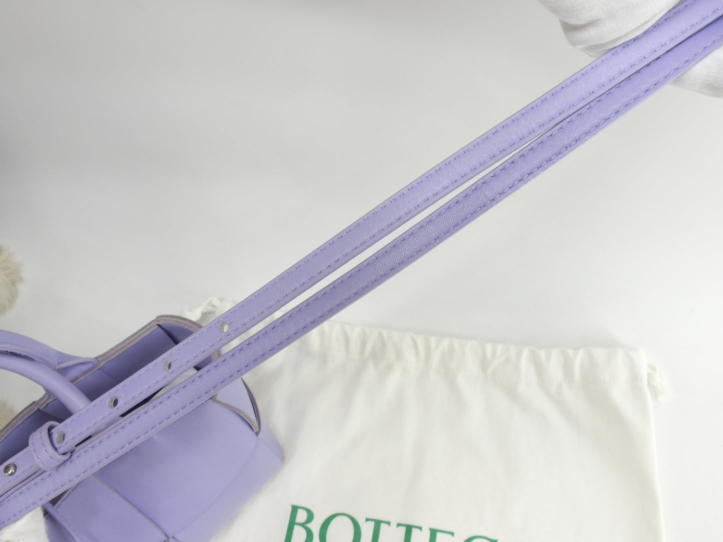 ボッテガヴェネタ ミニトートバッグ アルコ レザー薄紫 s付ハンドバッグ 美品@B10217354G