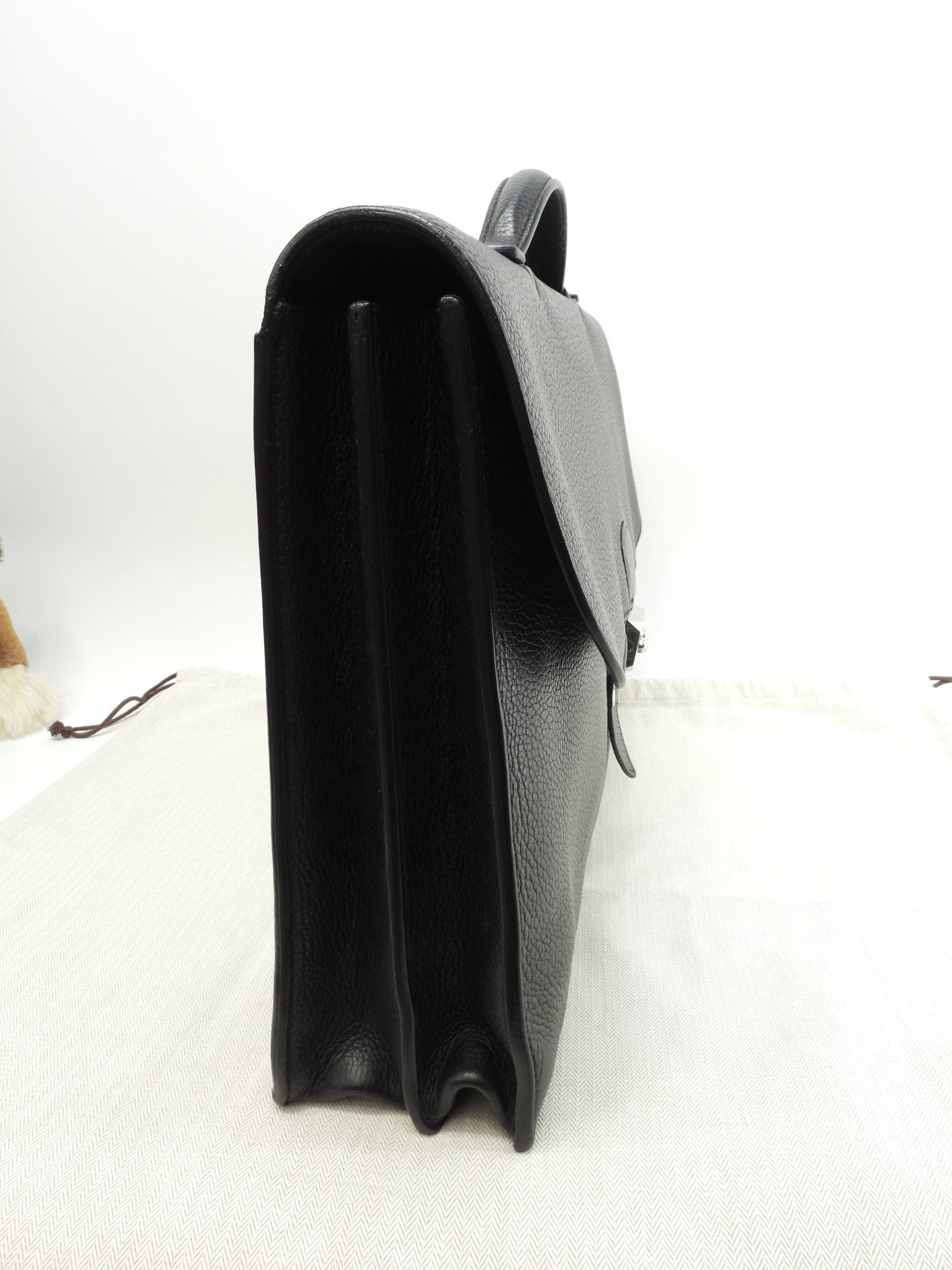 エルメス サックアデペッシュ41 フィヨルド黒 シルバー金具 メンズ書類かばん 美品@ 2