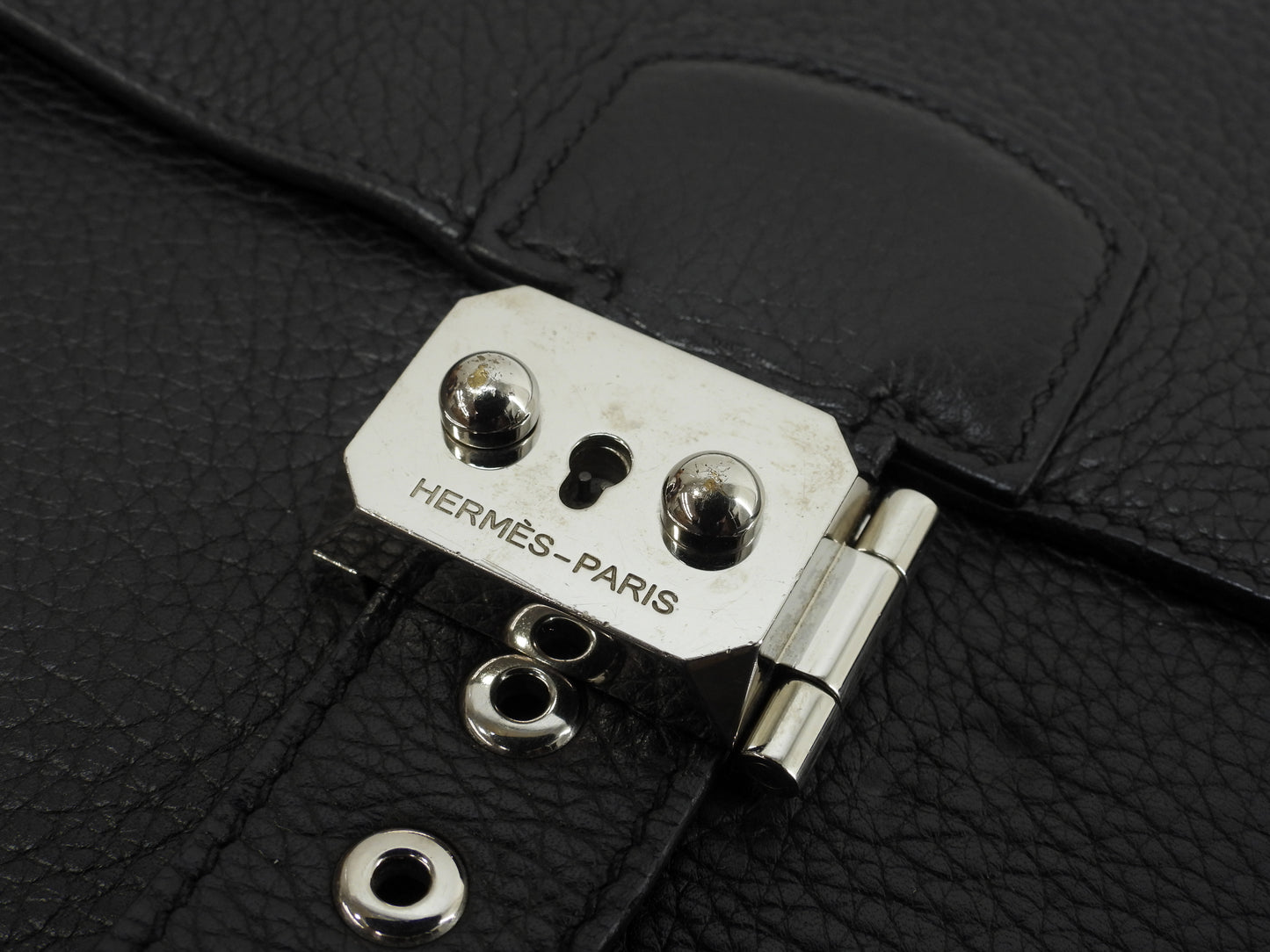 エルメス サックアデペッシュ41 フィヨルド黒 シルバー金具 メンズ書類かばん 美品@ 2