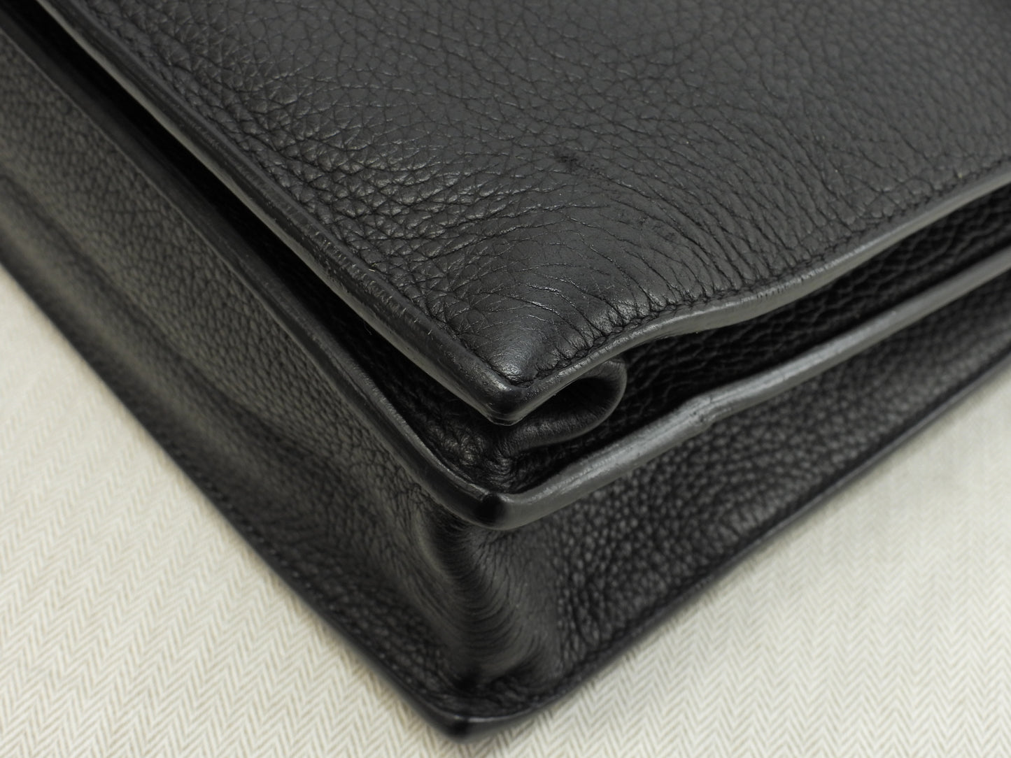 エルメス サックアデペッシュ41 フィヨルド黒 シルバー金具 メンズ書類かばん 美品@ 2