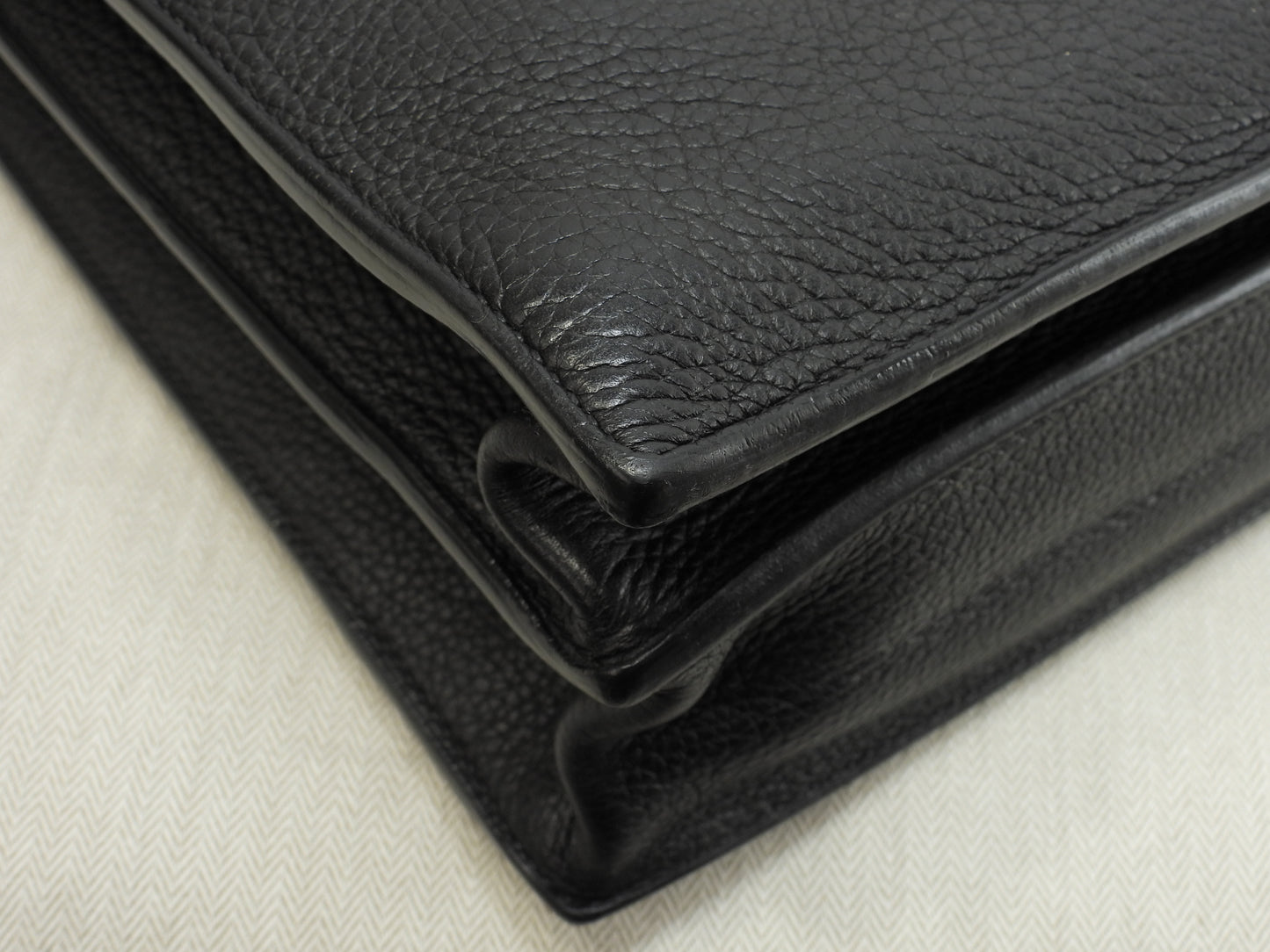 エルメス サックアデペッシュ41 フィヨルド黒 シルバー金具 メンズ書類かばん 美品@ 2