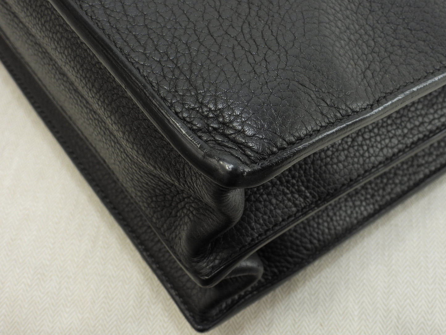 エルメス サックアデペッシュ41 フィヨルド黒 シルバー金具 メンズ書類かばん 美品@ 2