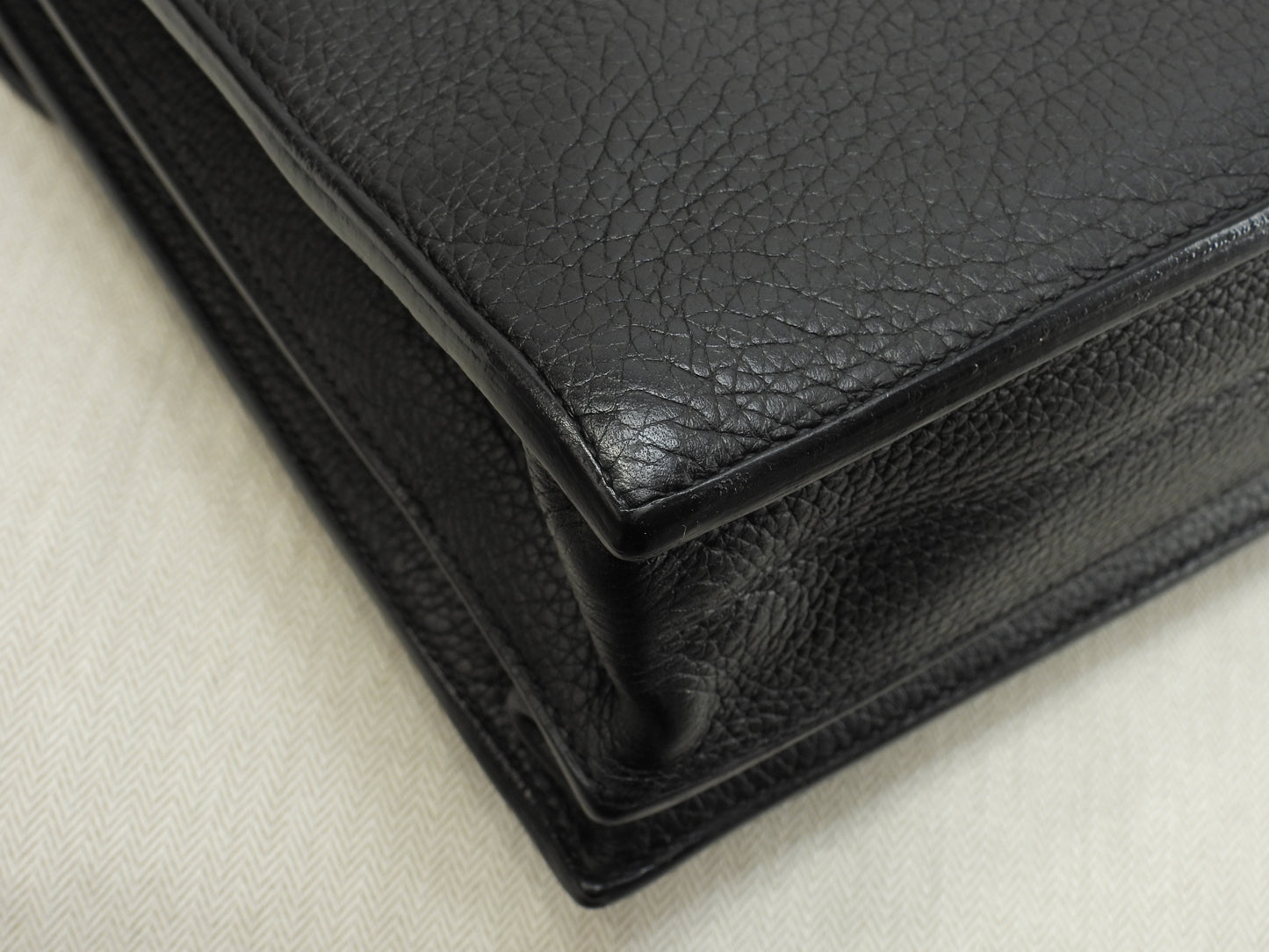 エルメス サックアデペッシュ41 フィヨルド黒 シルバー金具 メンズ書類かばん 美品@ 2