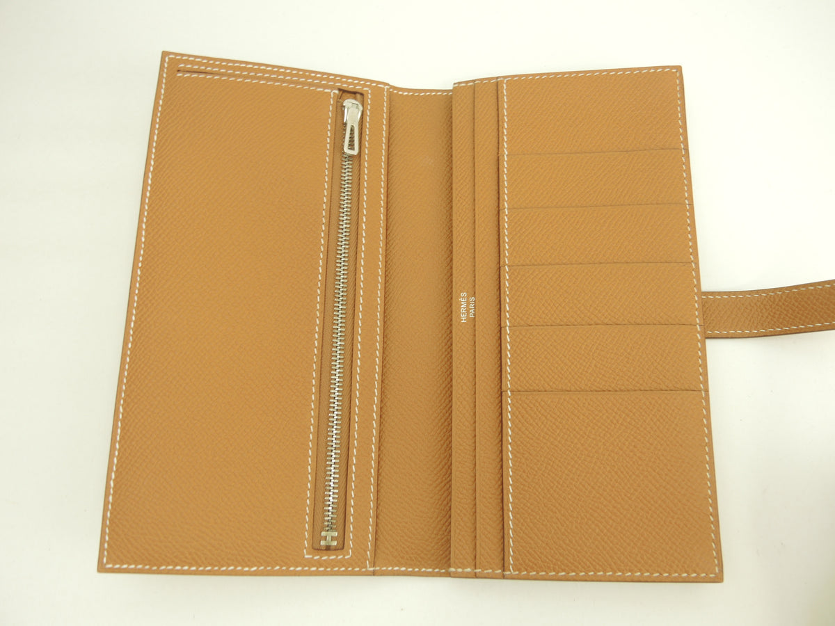 エルメス ベアンスフレ2折長財布 エプソン ゴールド 銀金具 ロングウォレット 新品@U 5