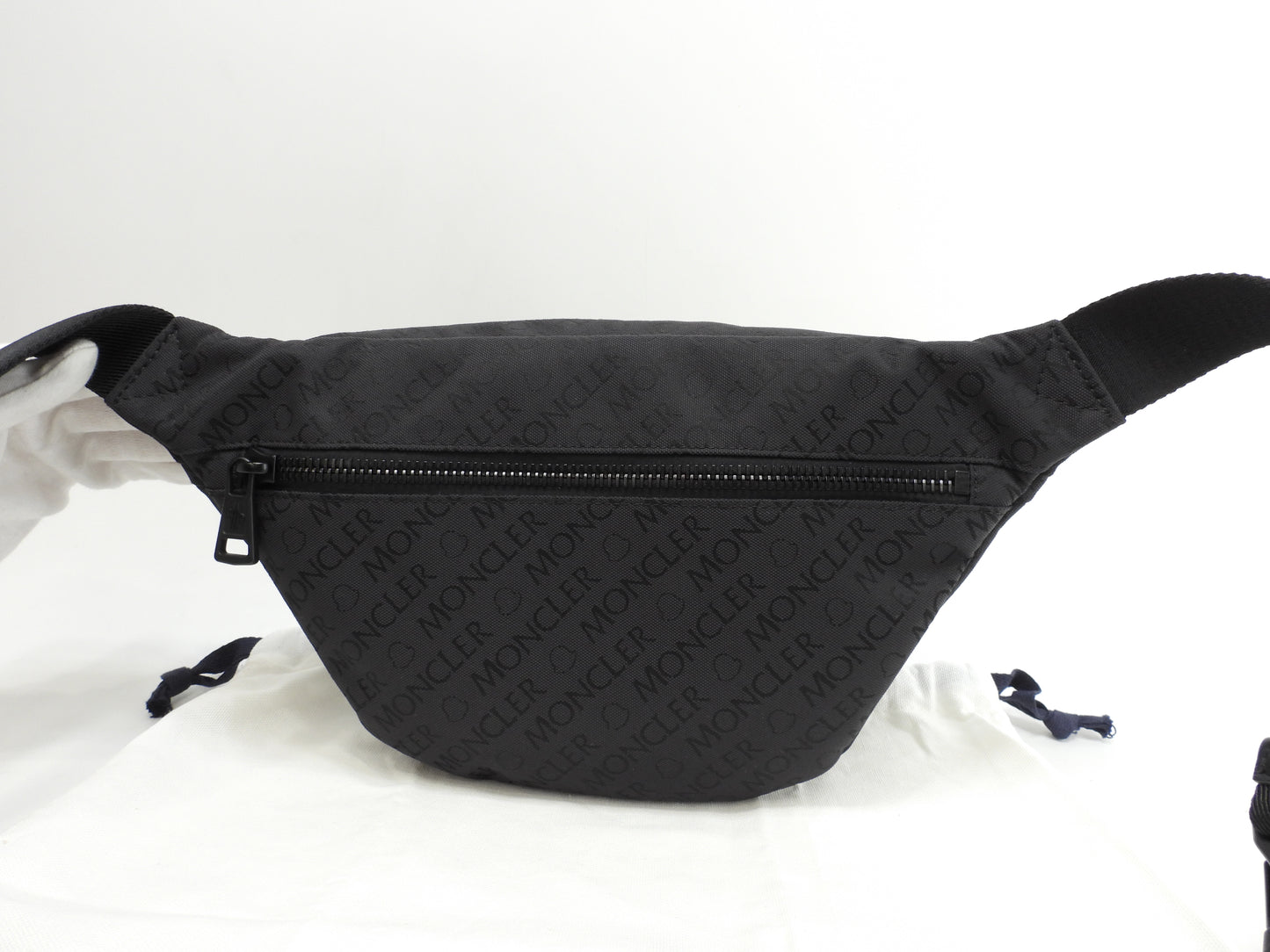 モンクレール ボディバッグ 総ロゴ柄 ナイロン黒 ウエストバッグ ベルトバッグ 極美品@ 1