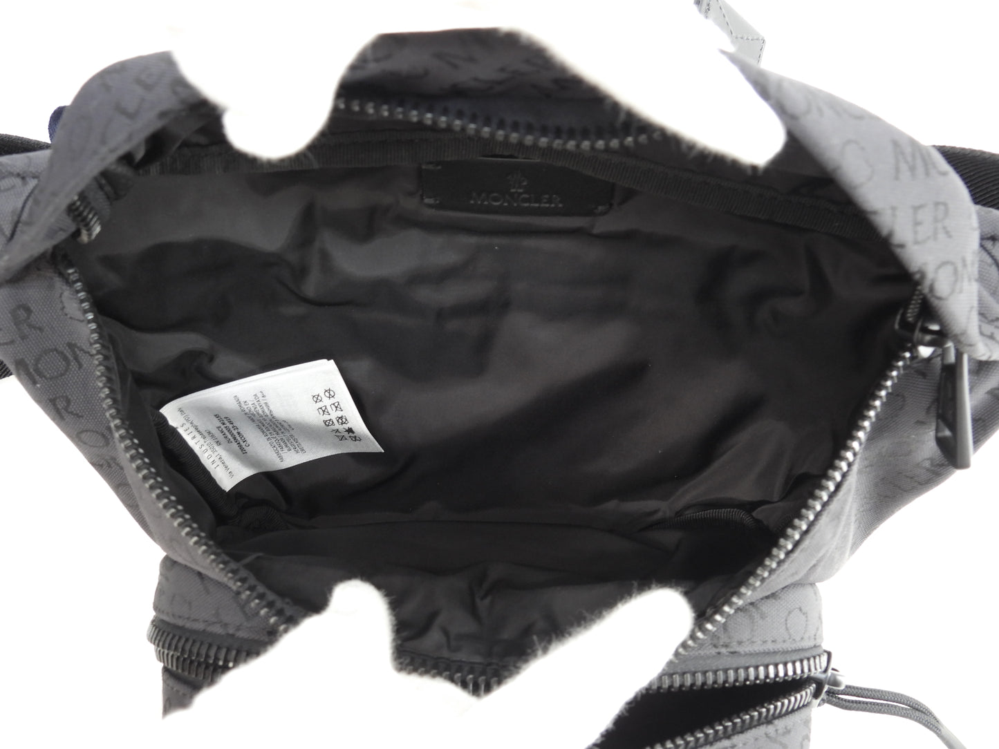 モンクレール ボディバッグ 総ロゴ柄 ナイロン黒 ウエストバッグ ベルトバッグ 極美品@ 1