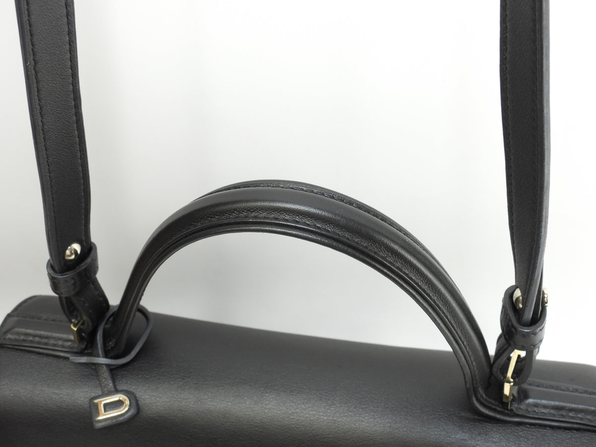デルボー タンペートMM シルキーカーフレザー 黒 s付ハンドバッグ 美品@ 1