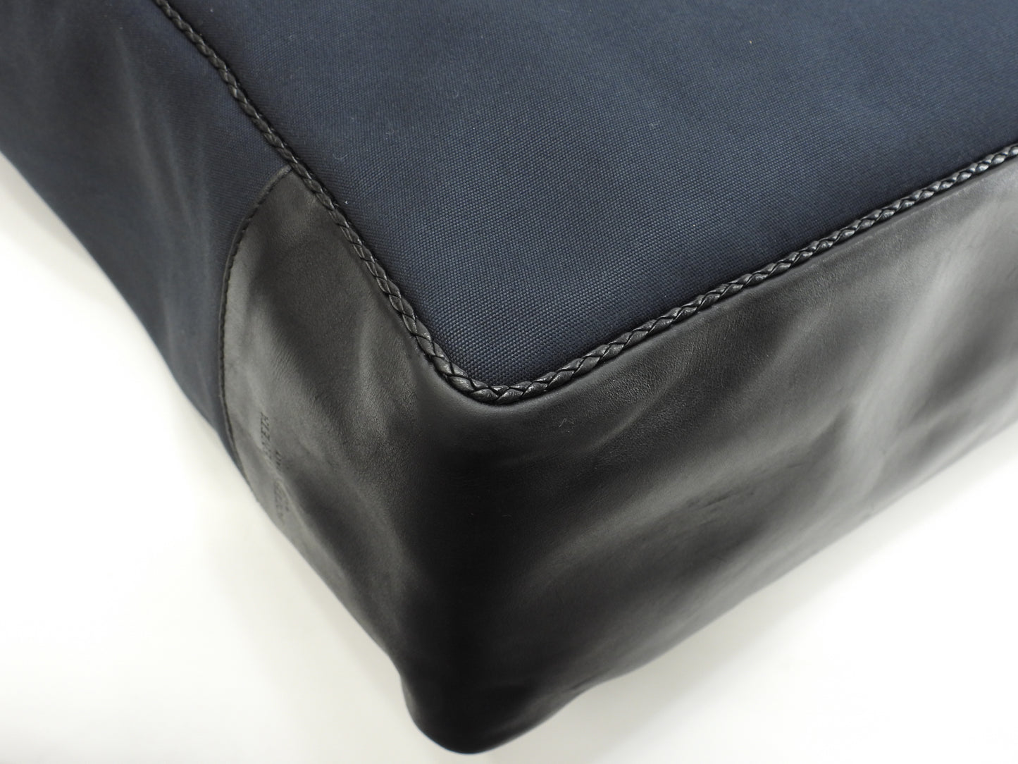 ボッテガヴェネタ トートバッグ イントレチャート コットン/レザー黒 メンズ 美品@ 255