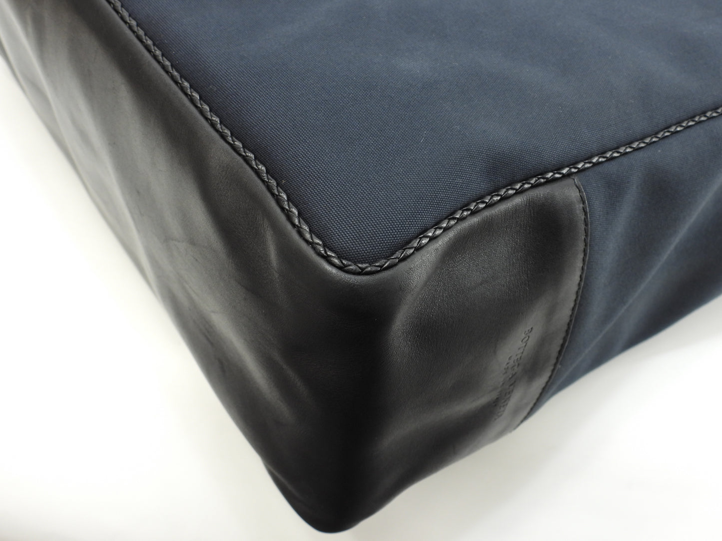 ボッテガヴェネタ トートバッグ イントレチャート コットン/レザー黒 メンズ 美品@ 255