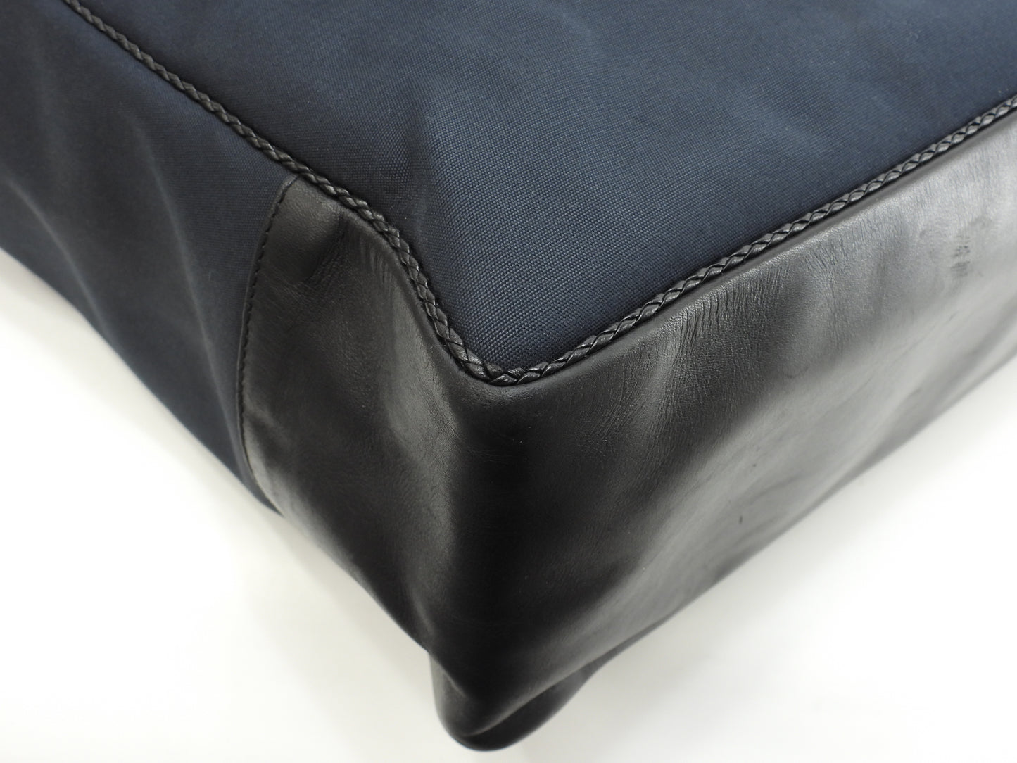 ボッテガヴェネタ トートバッグ イントレチャート コットン/レザー黒 メンズ 美品@ 255