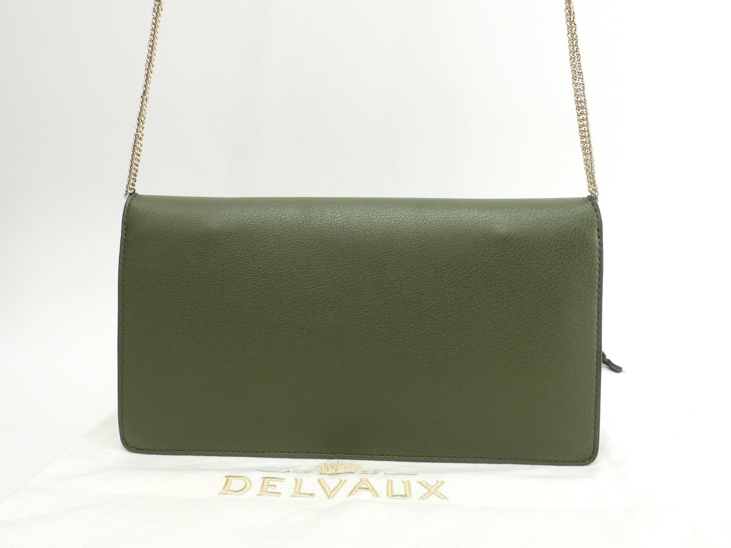 デルヴォー チェーンポシェット レザー緑 クロスボディバッグ 美品@ 2