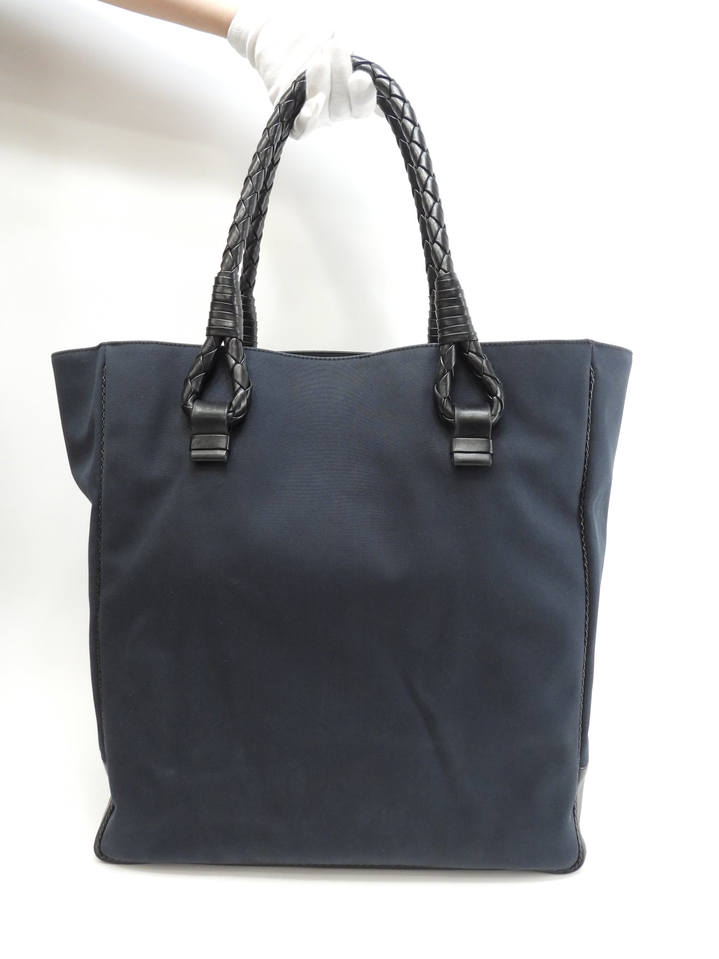 ボッテガヴェネタ トートバッグ イントレチャート コットン/レザー黒 メンズ 美品@ 255