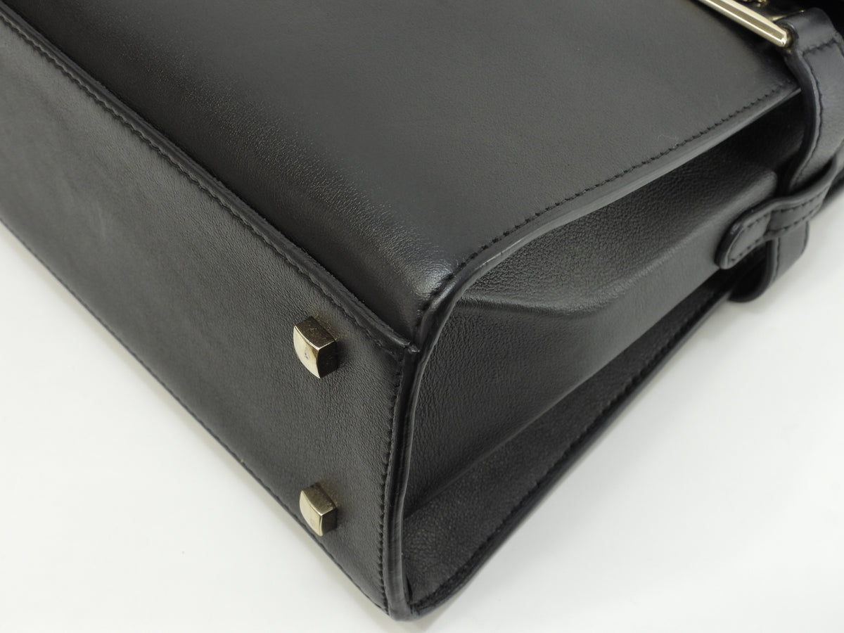デルボー タンペートMM シルキーカーフレザー 黒 s付ハンドバッグ 美品@ 1