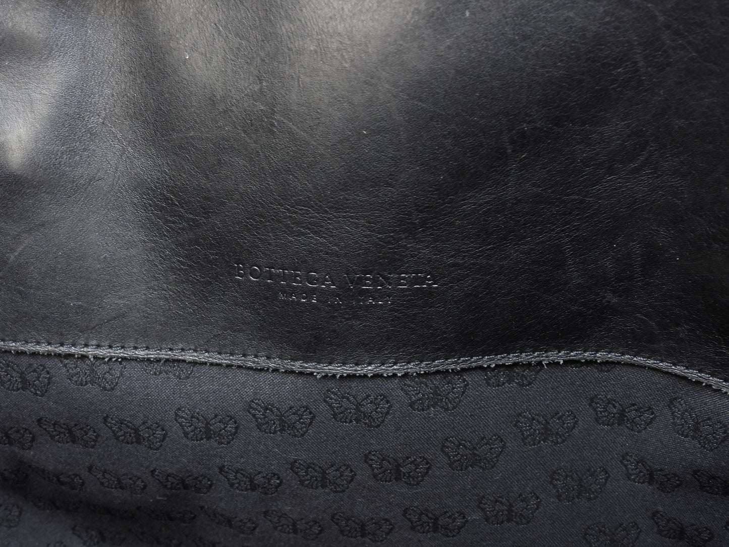 ボッテガヴェネタ トートバッグ イントレチャート コットン/レザー黒 メンズ 美品@ 255