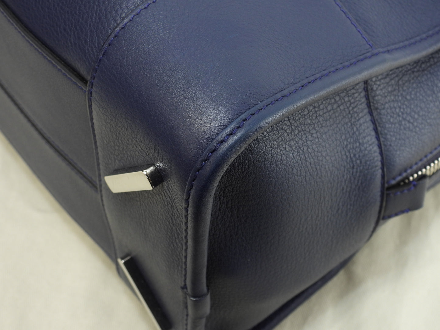 ロエベ s付アマソナ36 レザー 青 ショルダーストラップ付ハンドバッグ 美品@011505