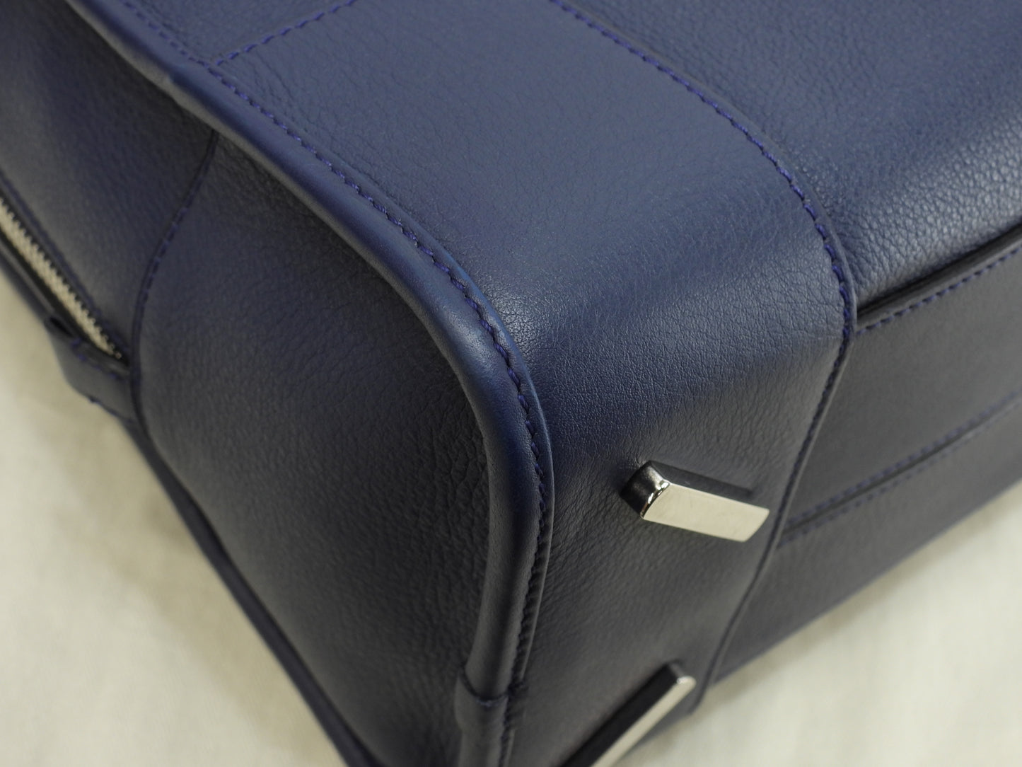 ロエベ s付アマソナ36 レザー 青 ショルダーストラップ付ハンドバッグ 美品@011505