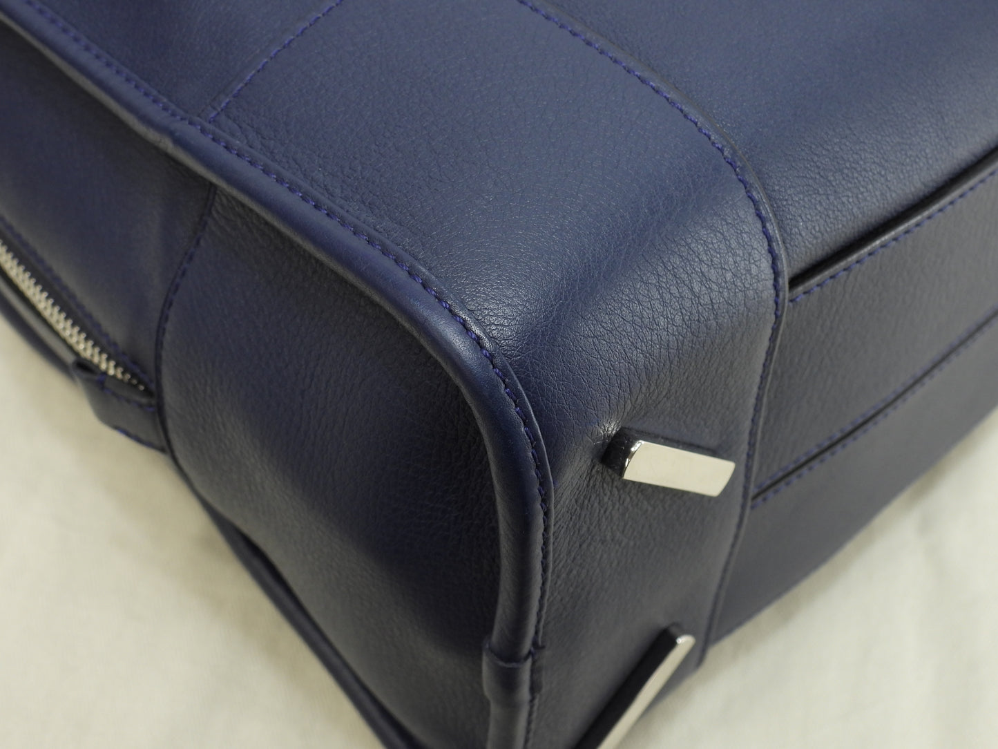 ロエベ s付アマソナ36 レザー 青 ショルダーストラップ付ハンドバッグ 美品@011505