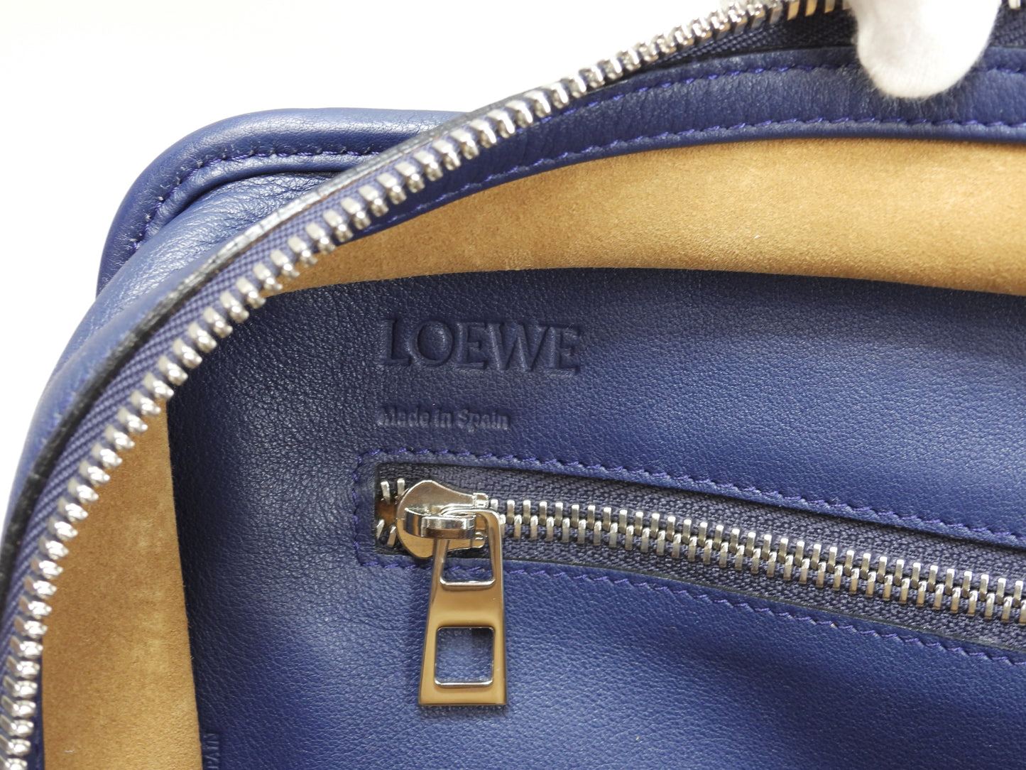 ロエベ s付アマソナ36 レザー 青 ショルダーストラップ付ハンドバッグ 美品@011505