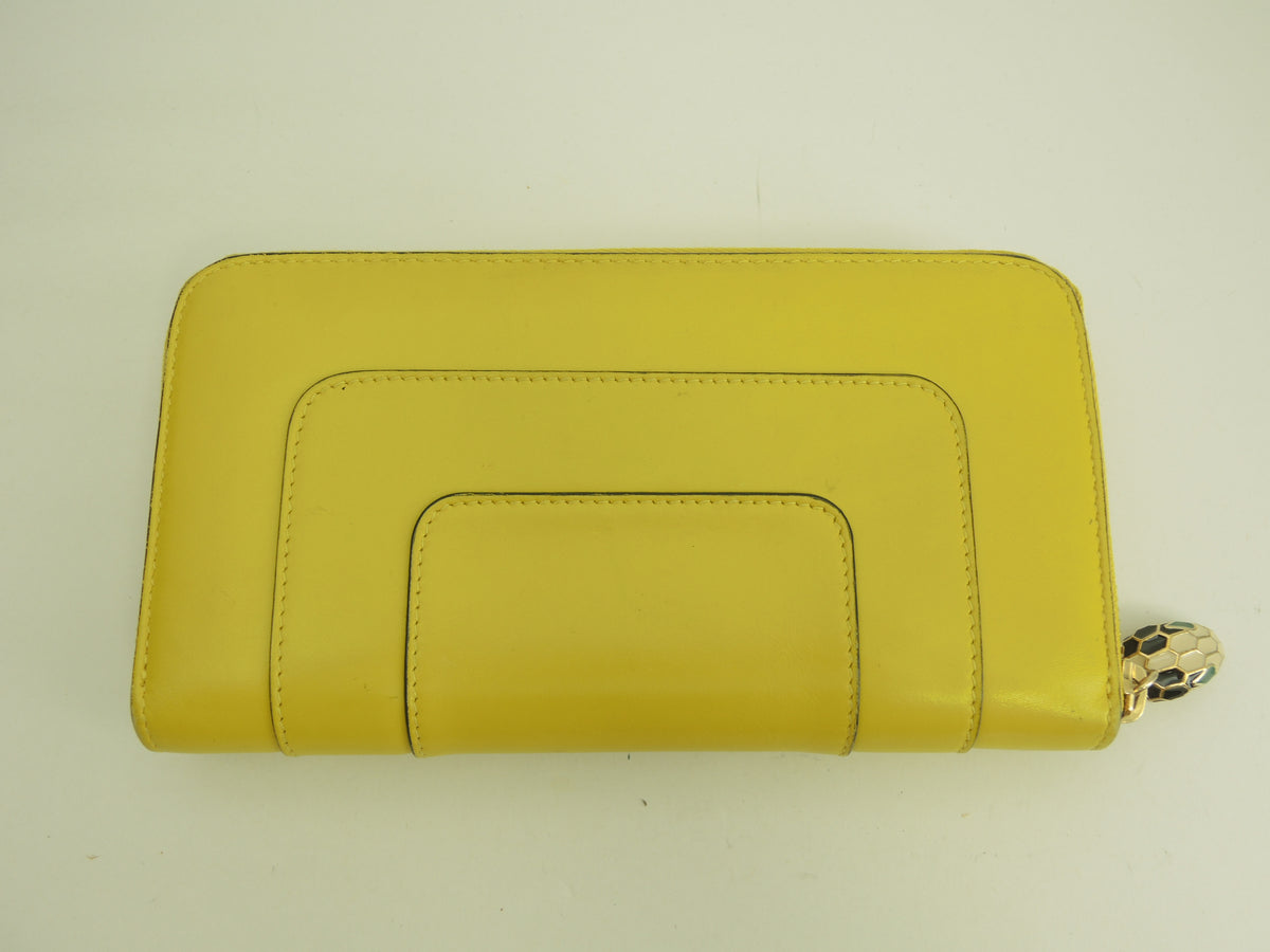 ブルガリ ロングウォレット セルペンティ レザー黄 ラウンドジップ長財布@FG-N15-280341