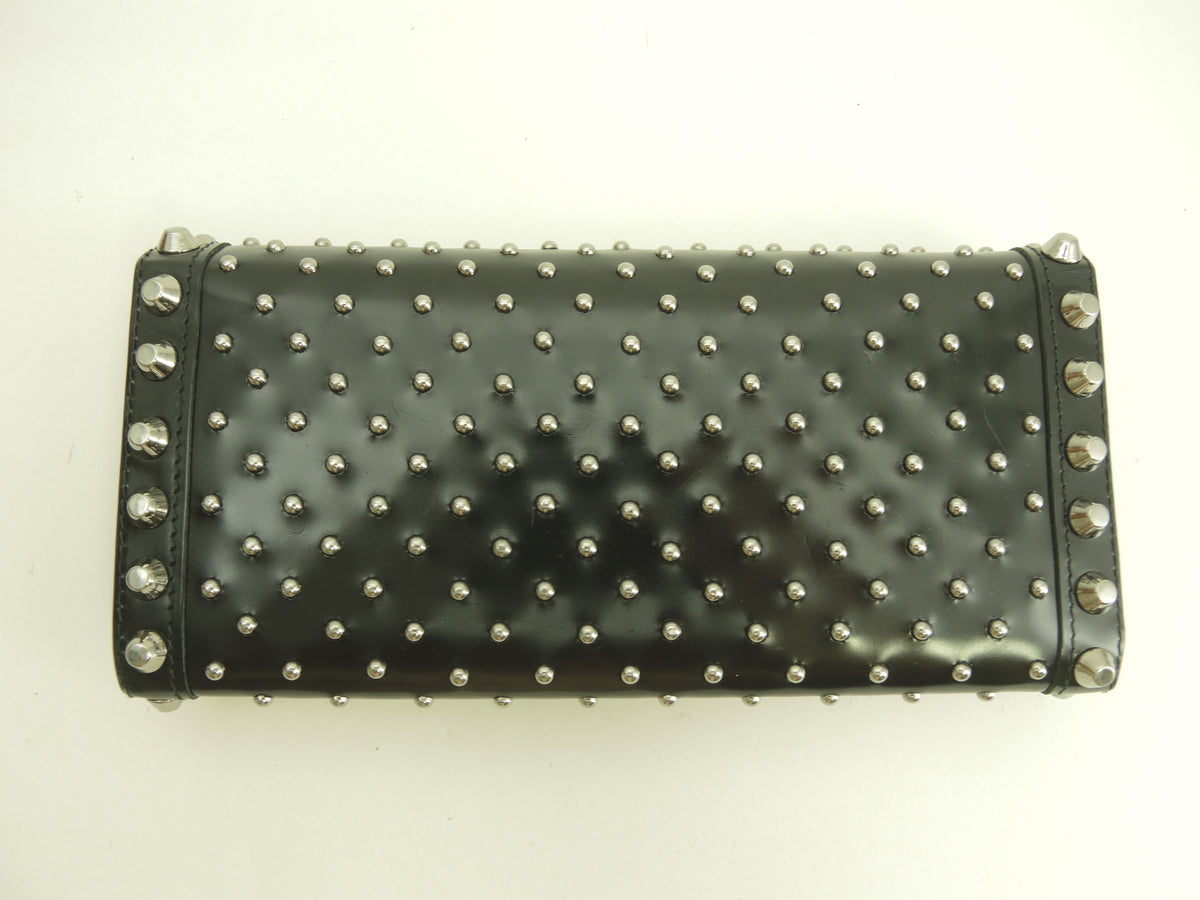 プラダ 2折長財布 スタッズ レザー黒 ロングウォレット 美品@ 76