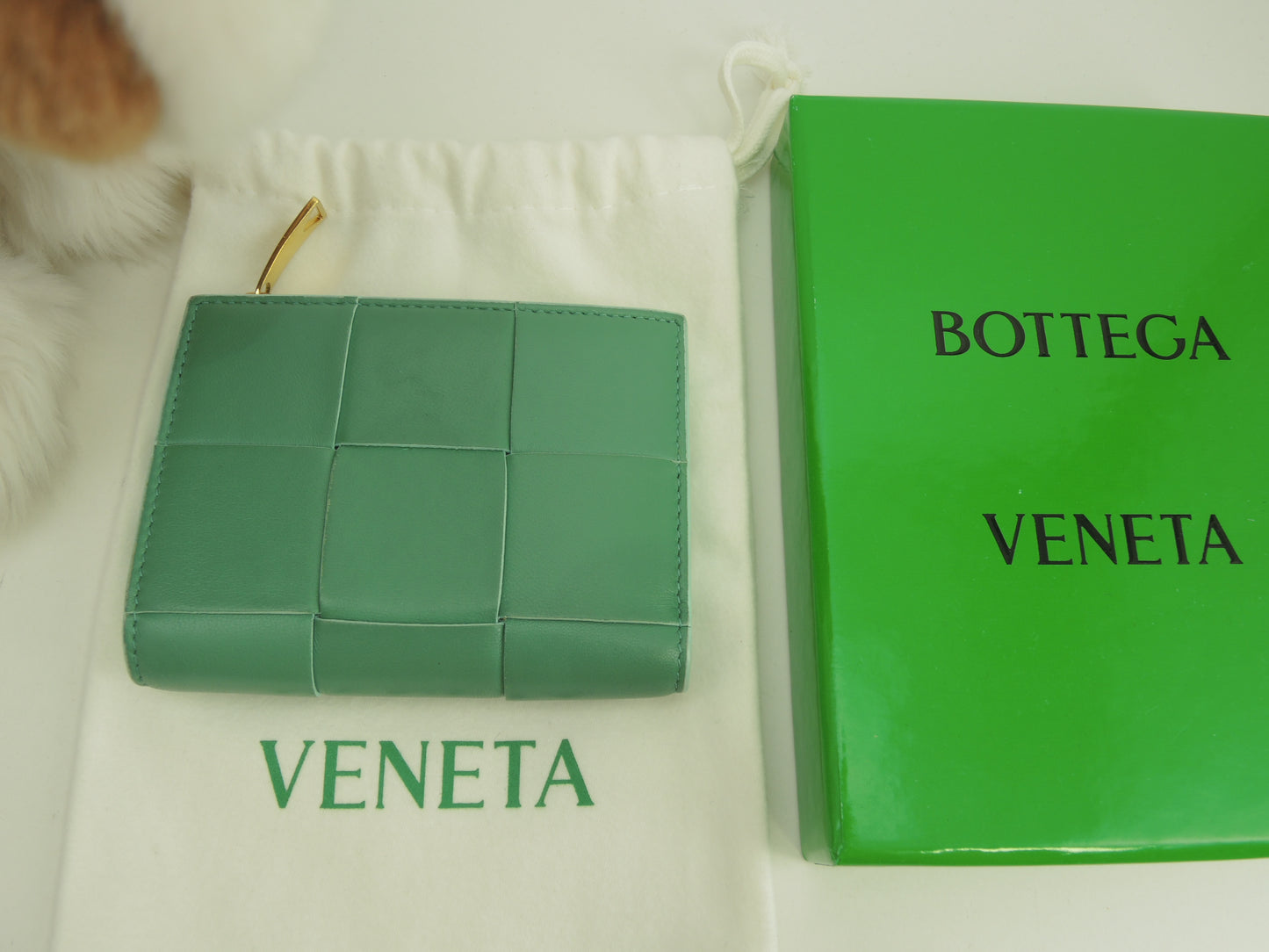 ボッテガヴェネタ 2折財布 カセット レザー緑 コンパクトウォレット@R00100322Z