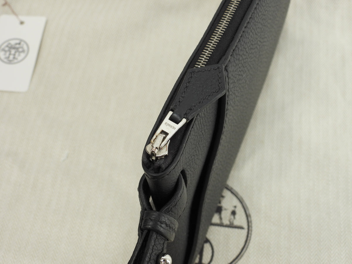 エルメス カバヴェルティージュ24 トゴ 黒 シルバー金具 クラッチバッグ セカンドバッグ@U