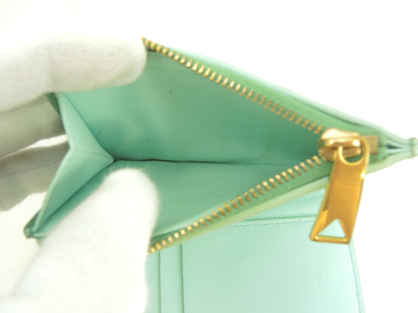 ボッテガヴェネタ 2折財布 カセット レザー緑 コンパクトウォレット@R00100322Z