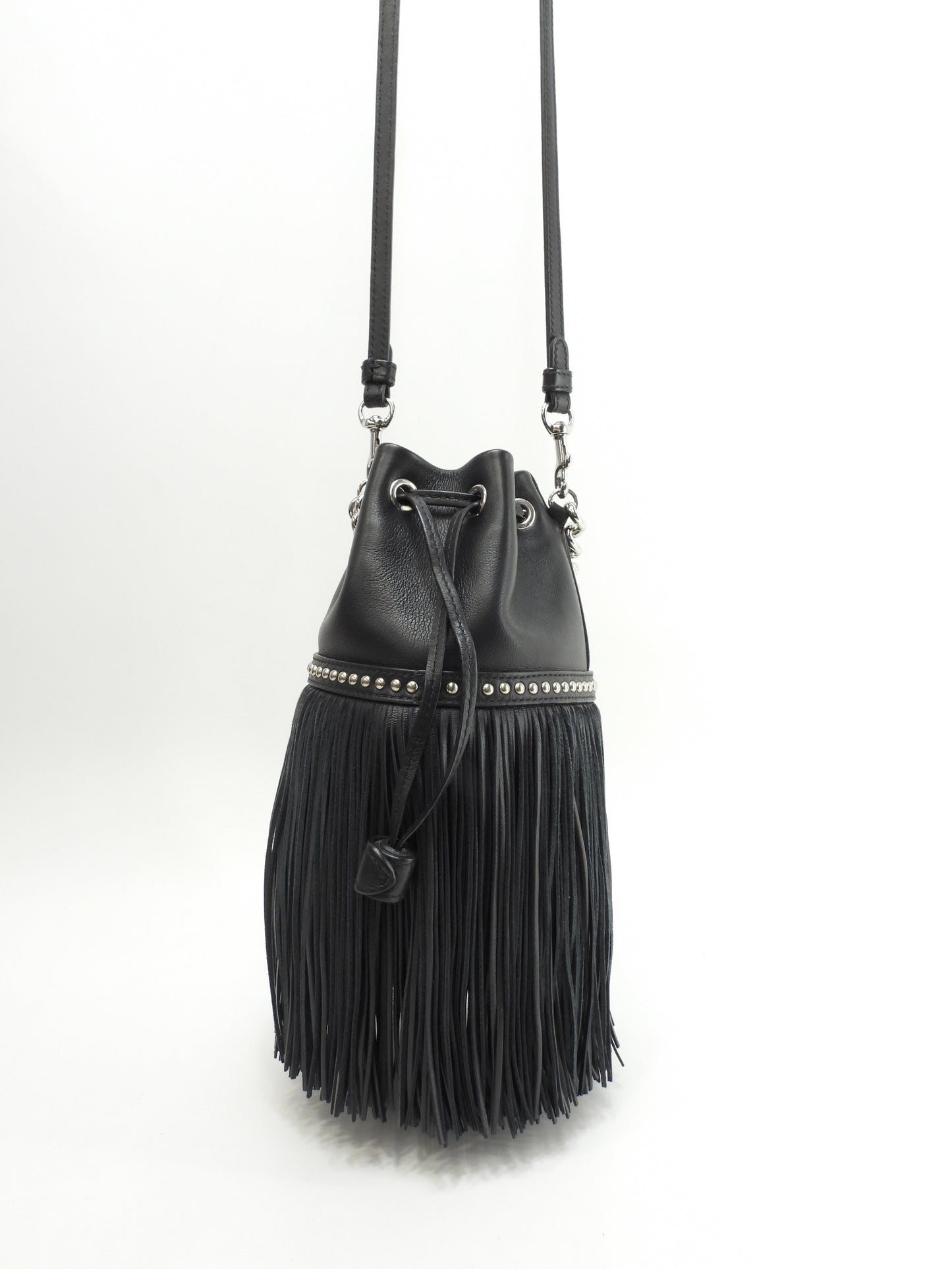 J&Mdavidson カーニバルミニ フリンジ レザー黒 ポシェット 2Wayハンドバッグ 極美品@ 7