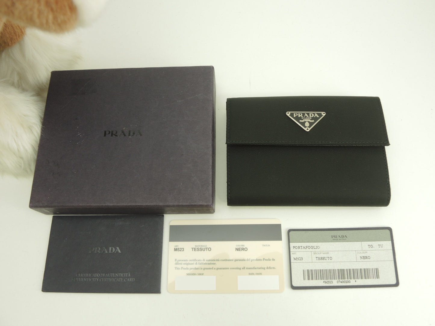 プラダ コンパクトウォレット ナイロン/サフィアーノ 黒 Wホック財布 未使用@129