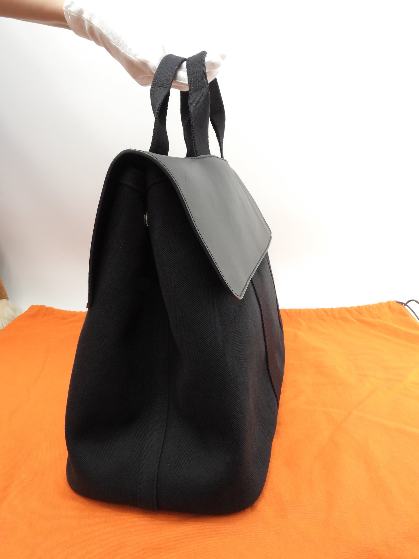 エルメス ヴァルパライソMM コットン/レザー 黒 ハンドバッグ トートバッグ 美品@ 60