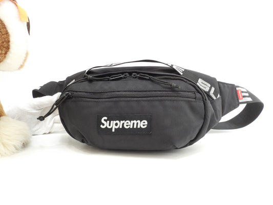 シュプリーム ボディバッグ Supremeロゴ ナイロン黒 バムバッグ ハンドバッグ 美品@ 6