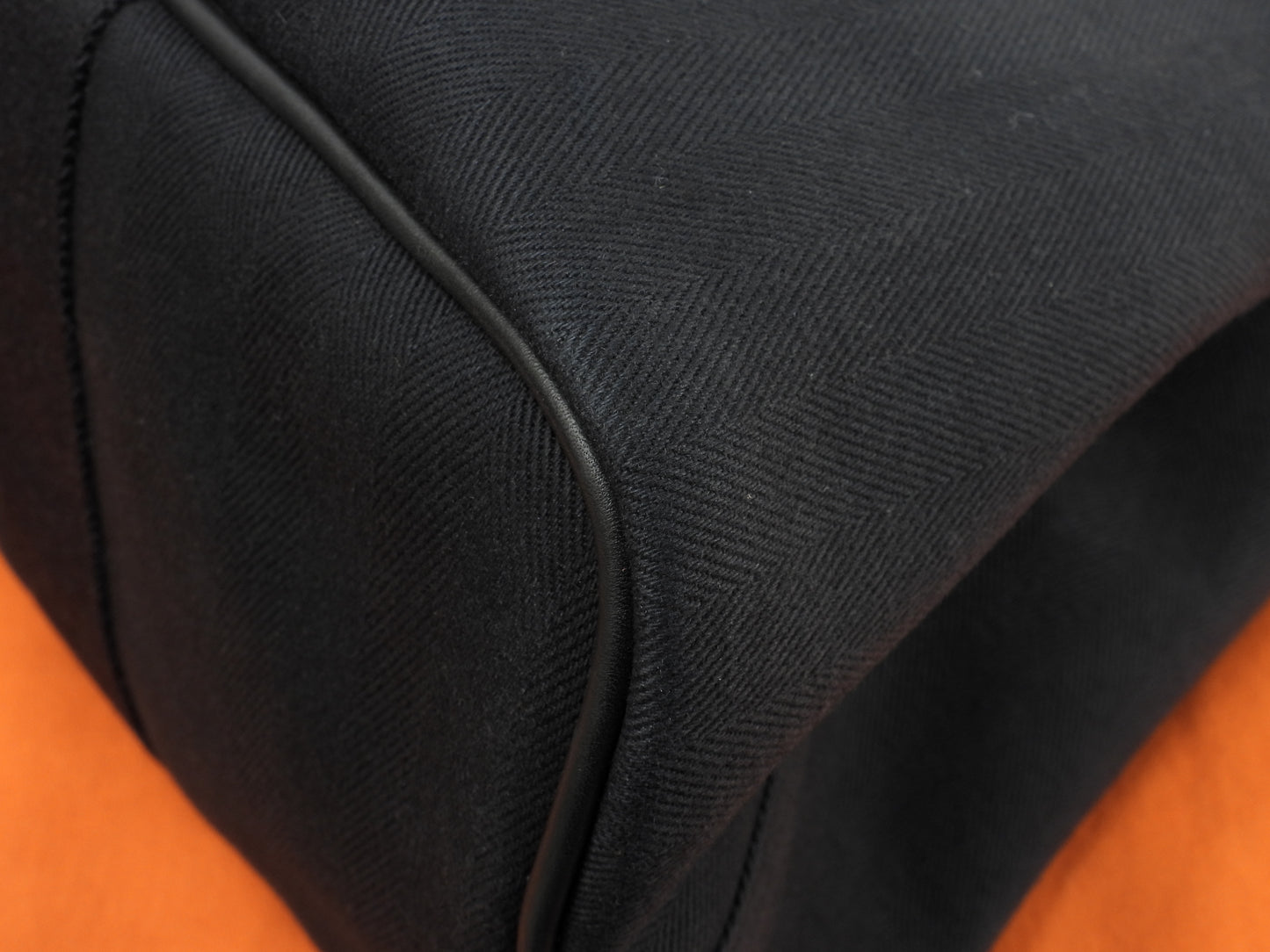 エルメス ヴァルパライソMM コットン/レザー 黒 ハンドバッグ トートバッグ 美品@ 60