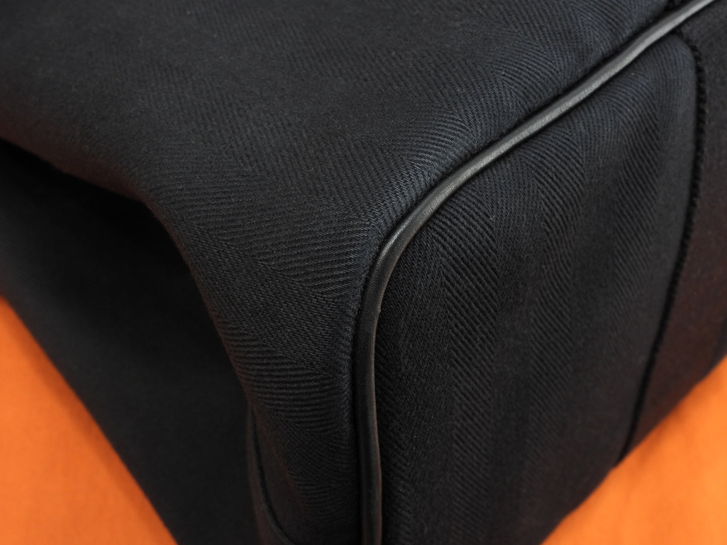 エルメス ヴァルパライソMM コットン/レザー 黒 ハンドバッグ トートバッグ 美品@ 60