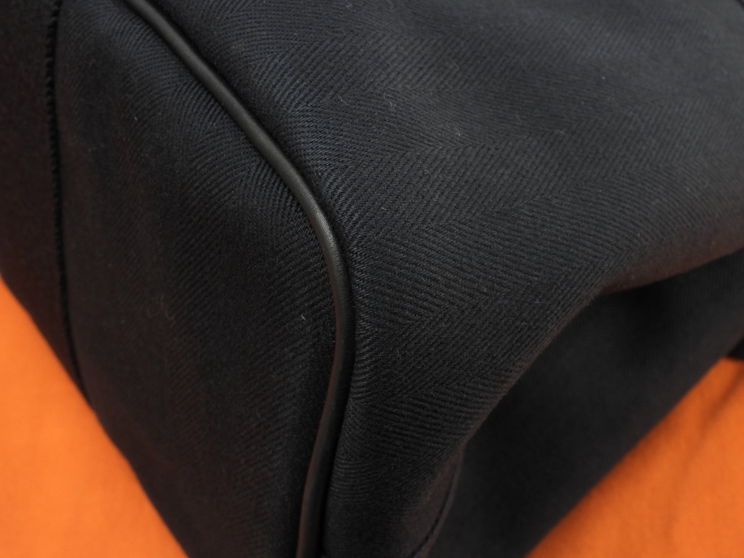 エルメス ヴァルパライソMM コットン/レザー 黒 ハンドバッグ トートバッグ 美品@ 60