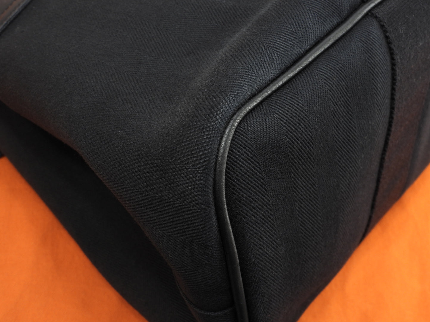 エルメス ヴァルパライソMM コットン/レザー 黒 ハンドバッグ トートバッグ 美品@ 60