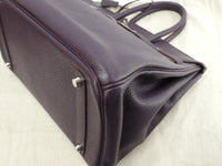 エルメス バーキン35 トゴ紫 シルバー金具 ハンドバッグ 極美品@□H