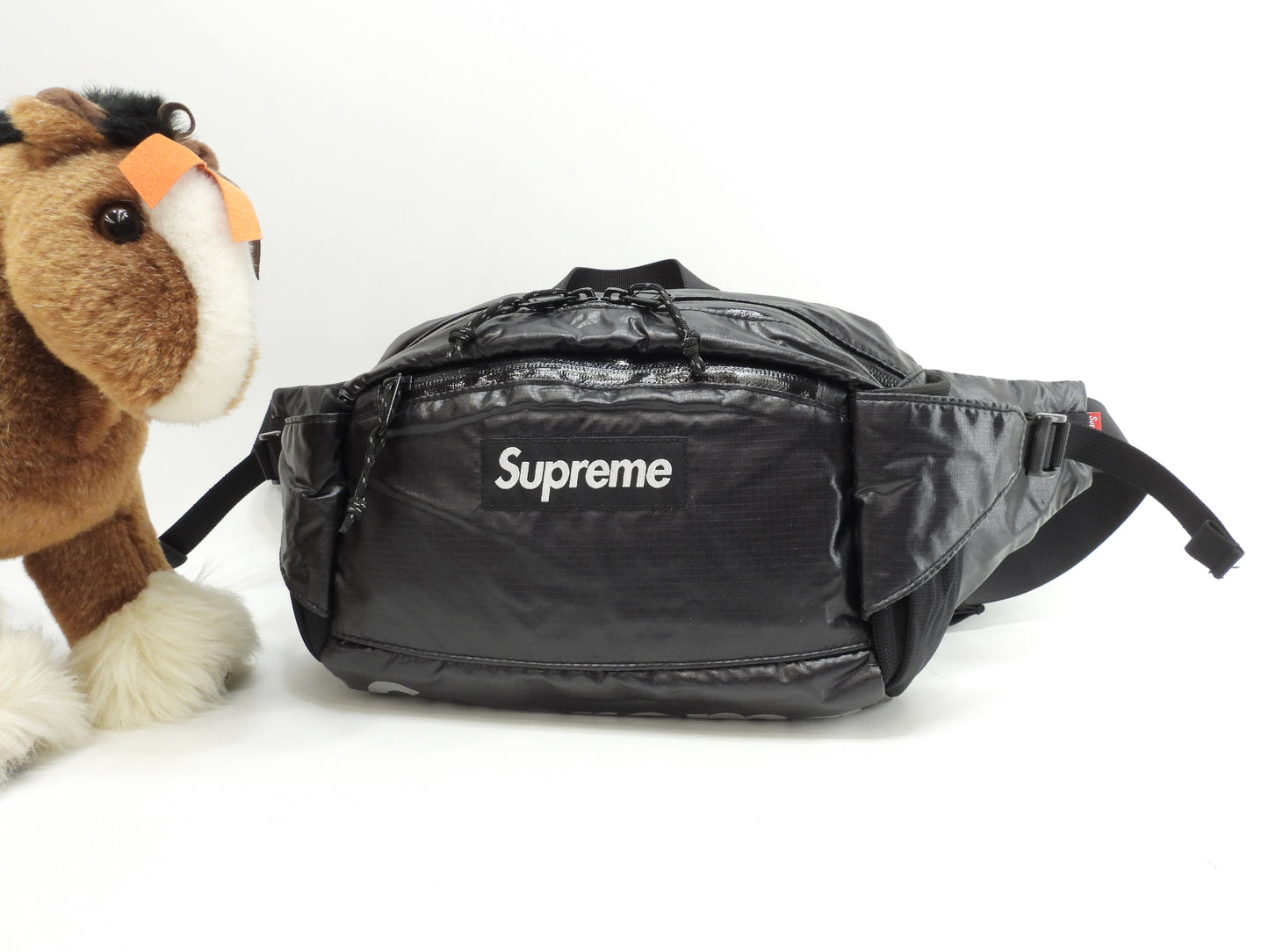 シュプリーム ボディバッグ Supremeロゴ ナイロン黒 バムバッグ ハンドバッグ 美品@ 7