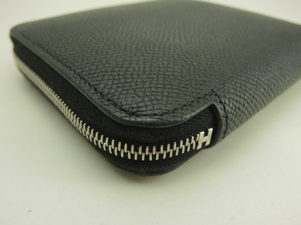 エルメス アザップコンパクトシルクイン ヴォーエプソン 黒 スモールウォレット 財布 美品@K