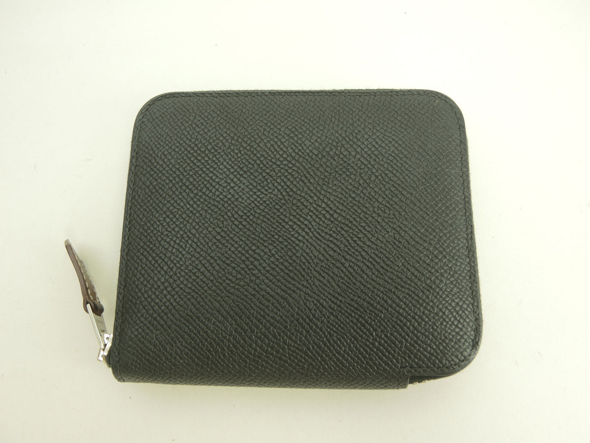エルメス アザップコンパクトシルクイン ヴォーエプソン 黒 スモールウォレット 財布 美品@K