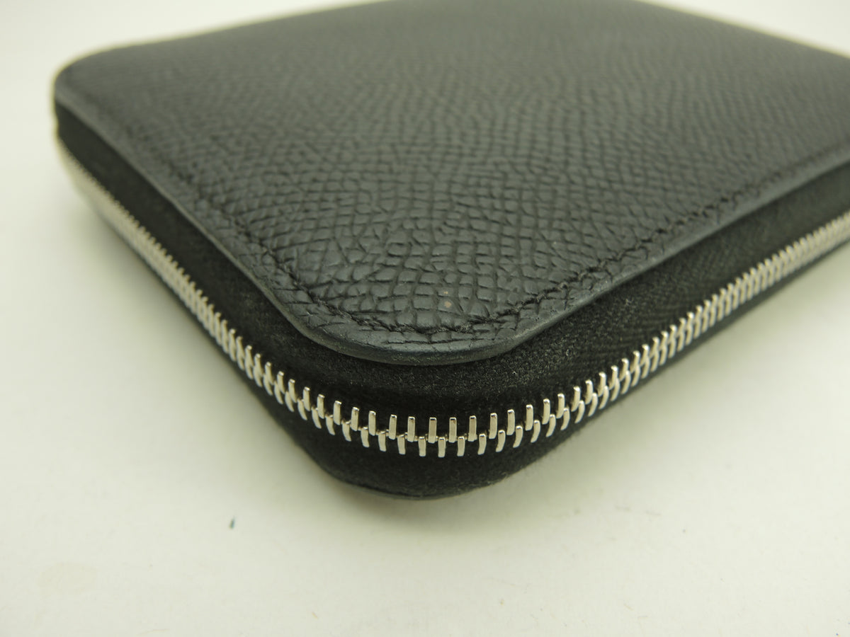 エルメス アザップコンパクトシルクイン ヴォーエプソン 黒 スモールウォレット 財布 美品@K