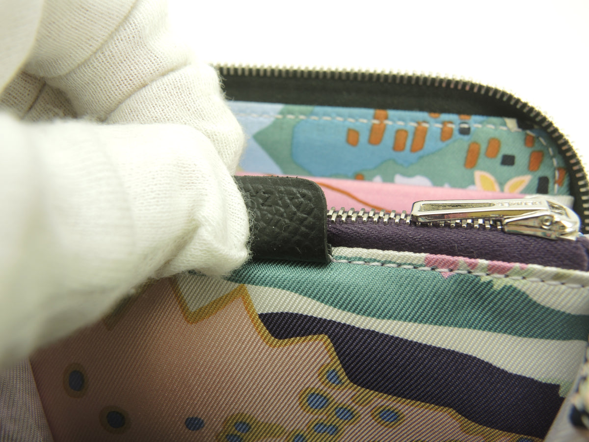 エルメス アザップコンパクトシルクイン ヴォーエプソン 黒 スモールウォレット 財布 美品@K