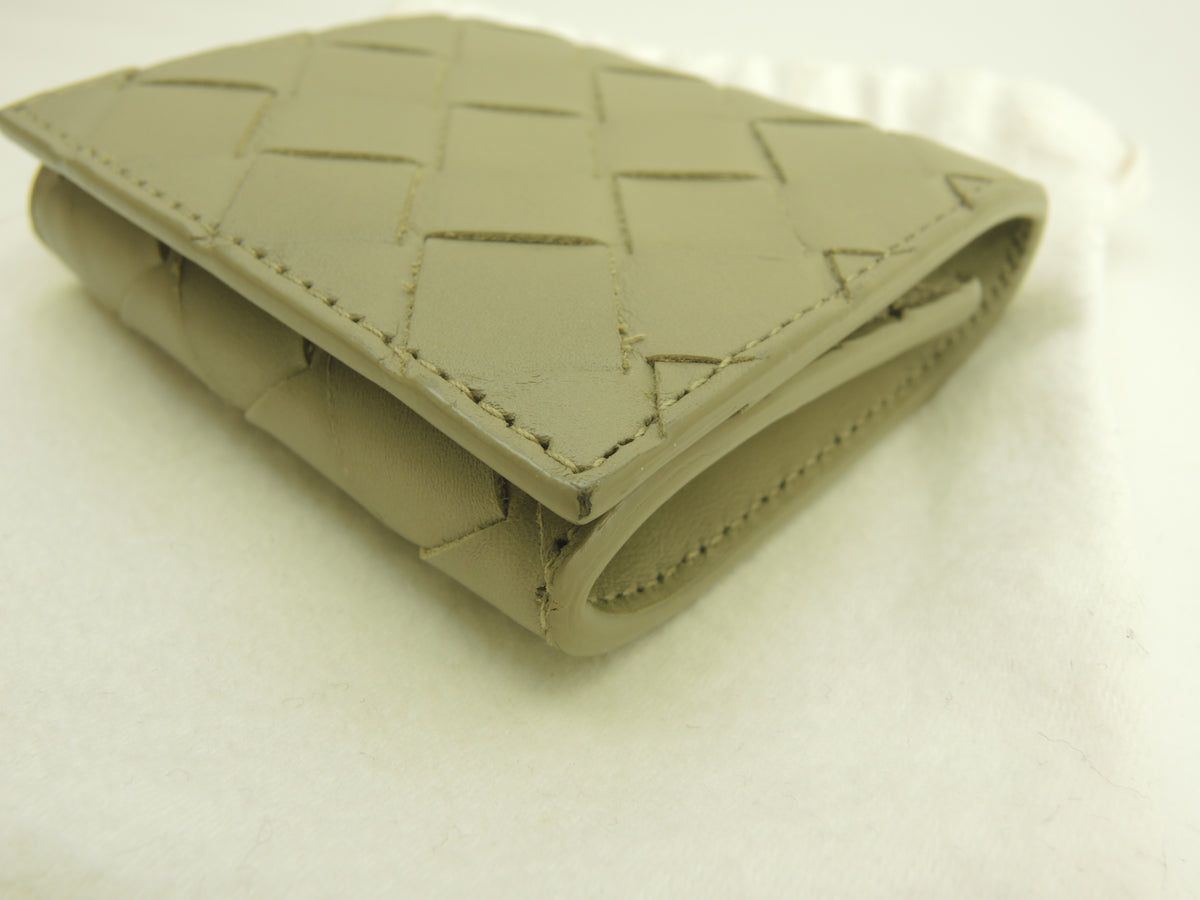 ボッテガヴェネタ コインケース 中イントレチャート レザー灰 四角小銭入 ボワット 極美品@IC 3