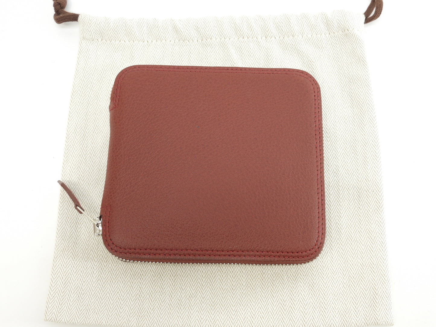 エルメス シルキーポップ シルク/ピンク/レザー茶 エコバッグ 折畳みハンドバッグ 新品同様@□K