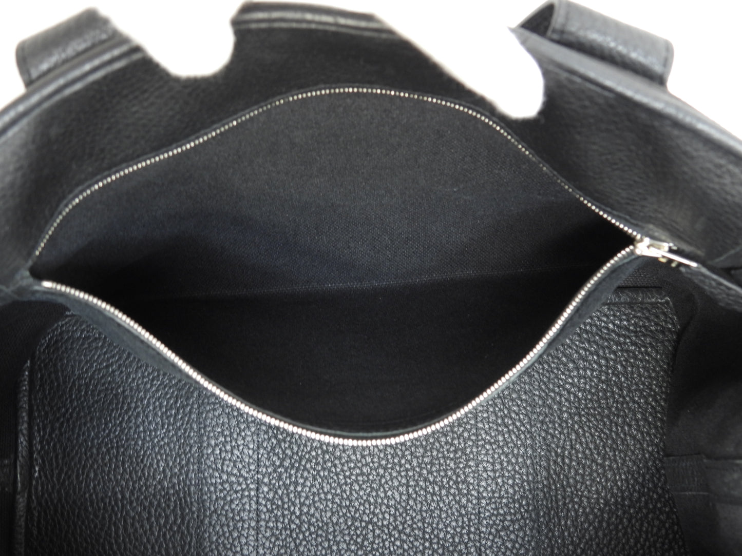 エルメス プティットサンチュールMM コットン/レザー 黒 トートバッグ ハンドバッグ@□J 17
