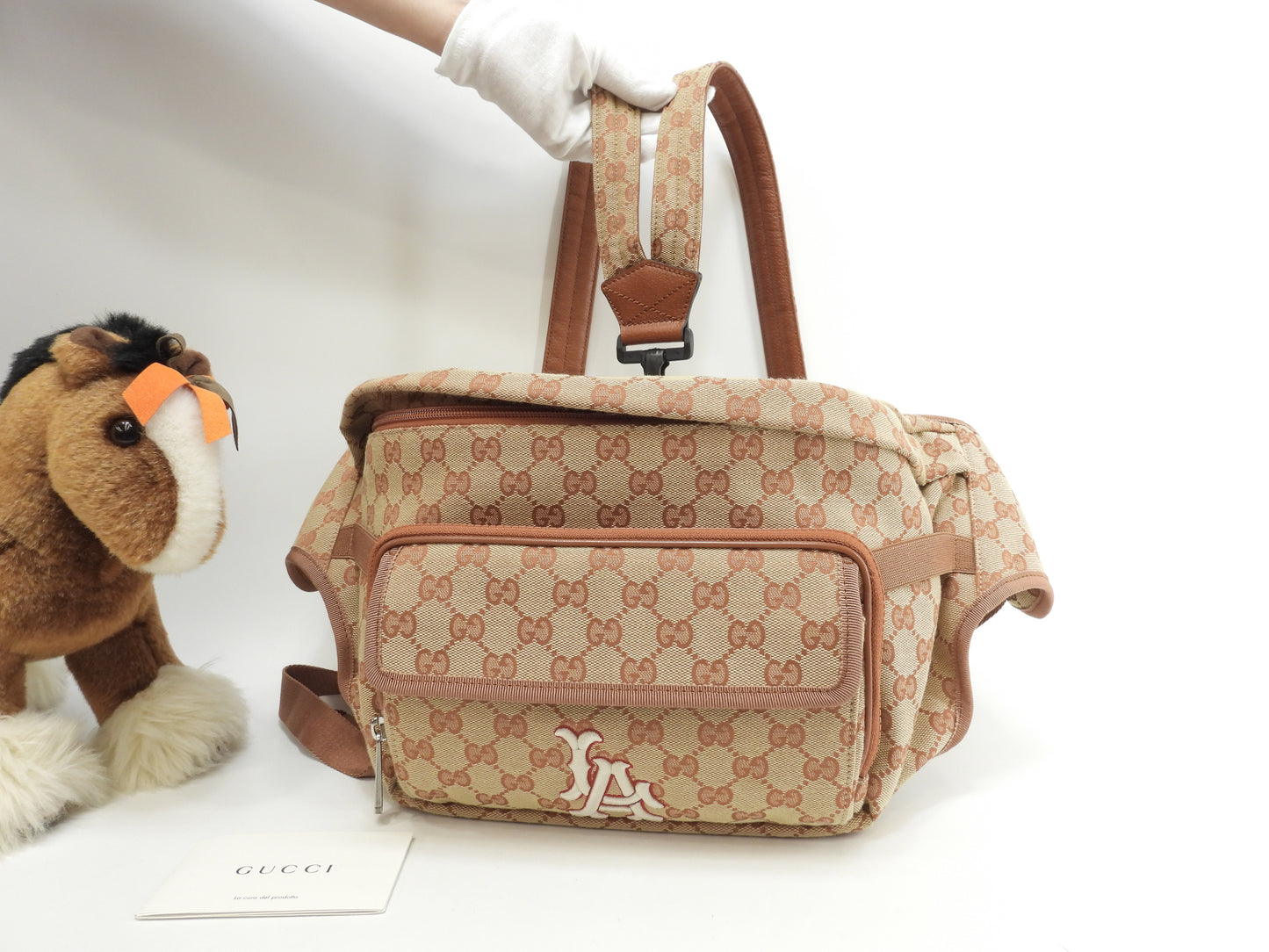 グッチ バックパックボディバッグ ロサンゼルス GGスプリーム茶 MLBコラボ 2way 極美品@ 1
